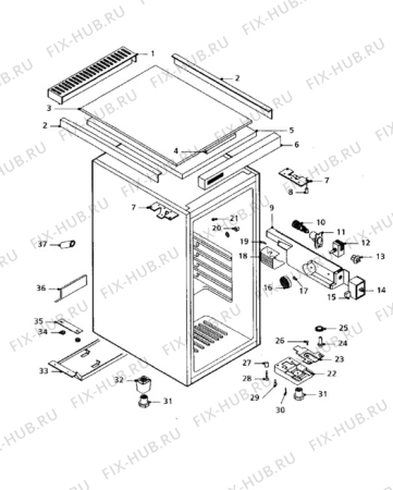 Взрыв-схема холодильника Tricity Bendix EBL4W - Схема узла Cabinet + armatures
